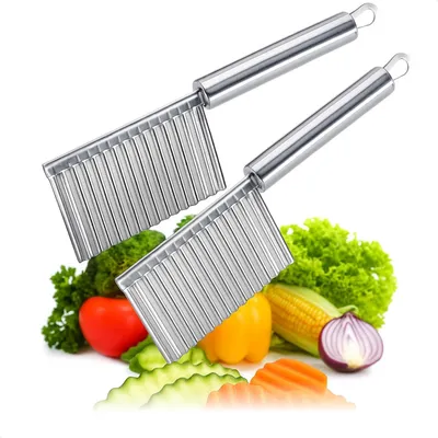 Imagen del producto de 2 cortadores de verduras y patatas de acero inoxidable, de 2 piezas, cuchillos de cocina