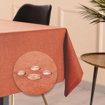 Produktbild von Famanu Tischdecke für den Außenbereich, abwaschbar, 100 x 140 cm, orange, wetterfest