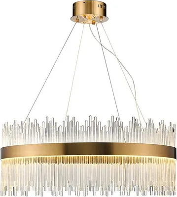 Zdjęcie produktu dla Delhi Crystal Rods - Żyrandol kryształowy ring  80cm, LED 55W, złoty Mosiądz