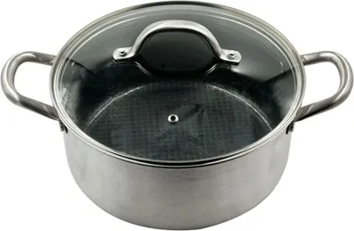 Produktbild von Edelstahl Kochtopf PARMA Ø 24 cm mit Glasdeckel – induktionsgeeignet, mit Wabenboden, energiesparend & langlebig, ideal für Suppen & Eintöpfe