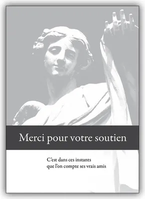 Produktbild von 4x Französische Trauer Dankeskarte mit Engel: Merci pour votre soutien