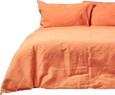 Immagine prodotto di HOMESCAPES Set di biancheria da letto in lino arancione bruciato, 230 x 220 cm
