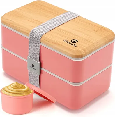 Zdjęcie produktu dla Sinnsally Lunch Bento Box 1400 ml - Szczelne Pudełko na Lunch różowy