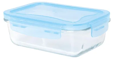 Rechteckiger Aufbewahrungsbehälter, 800 ml, hellblau, Glas