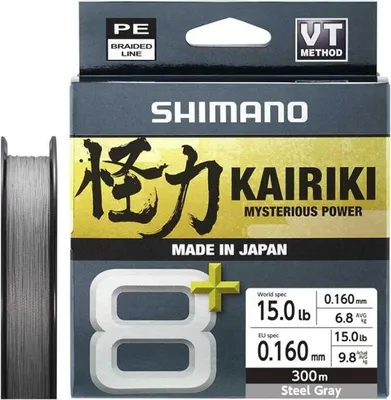 Immagine prodotto di SHIMANO Kairiki 8+, 300m, 0,16mm, 9,8kg / 21,61lbs, grigio, filo intrecciato a 8 capi, LDM68XE1516030S