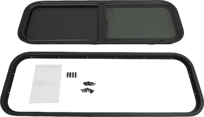 Produktbild von Fenster für Wohnmobil/Wohnwagen/Van - Vertikales Schiebefenster - Aluminium - Insektenschutz & Montagerahmen - Getöntes Glas - Schwarz