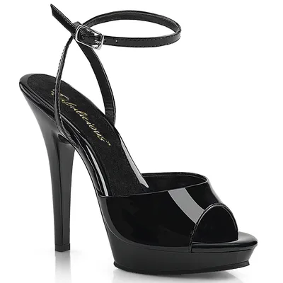 Produktbild von LIP-125 Fabulicious High-Heels Fesselriemchen Plateausandaletten schwarz Lack