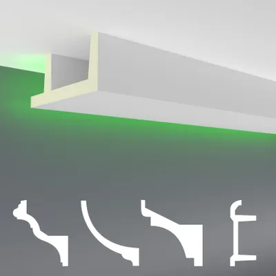 Produktbild von LED Stuckleisten aus Polyurethan- lichtundurchlässig, Variantenvielfalt & vorgrundiert - Sparpakete
