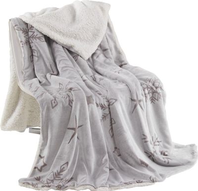 MODERNE Kuscheldecke 150x200 Wohndecke Sherpa Decke Tagesdecke Sterne Beige