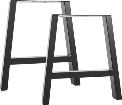 Produktbild von Natural Goods Berlin Möbelkufen A-FORM, Tischkufen, Tischbeine, Tischgestell, Bankkufen, Schwarz, B30/40xH42 cm, 2 Stück