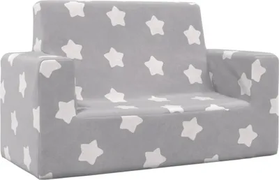 Produktbild von vidaXL Kindersofa 2-Sitzer Hellgrau mit Sternen Weich Plüsch