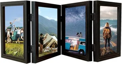 Produktbild von Famanu Faltbare Fotoliste für 4 Fotos - Schwarz, 10x15 cm