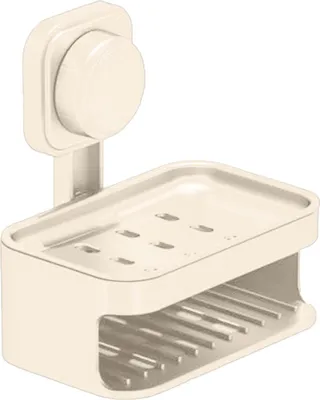 Produktbild von Seifenschale mit Saugnapf und Abflusslöchern, doppelschichtiger, selbstentleerender Seifenschalenhalter für das Badezimmer zur Wandmontage
