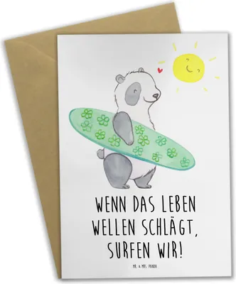Produktbild von Mr. & Mrs. Panda valentinstagskarte Sommer Wellen Surf - Weiß - Geschenk, osterkarten, Urlaub Am Meer, osterkarte, weihnachtskarten, Grußkarte, Designs, Küste, Winter