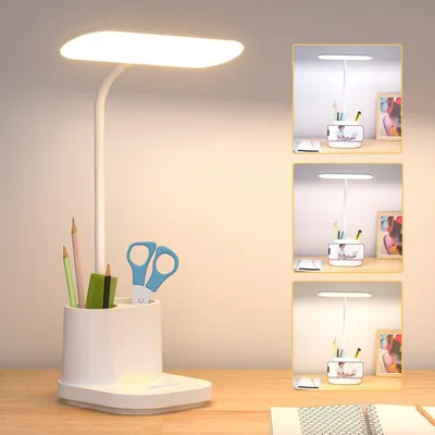 LED-Schreibtischlampe, dimmbar, Touch, USB, 3600 mAh, Weiß