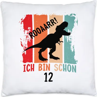 Produktbild von Roooaarr Ich Bin 12 Kissen Inkl Füllung Dinosaurier Dino T-Rex Geburtstagskind Geschenkidee