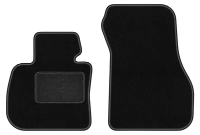 Produktbild von Velours-Fußmatten Vorne passend für BMW 2 F46 (7 Personen, Bj. 2015-2022) –  schwarz, passgenau, mit Befestigungen set 2 Stk. - STANDARD