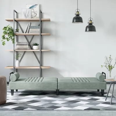 Produktbild von "im Sonderangebot"Schlafsofa - CLORIS - Bettsofa eleganten Design - mit Armlehnen Hellgrau Samt - 205 x 89 x 70 cm - DEMöbel6031706