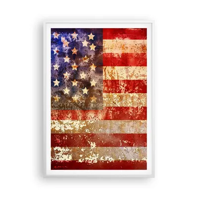 Produktbild von Gerahmtes Poster - Weißer Rahmen - Amerika Flagge national patriotisch - 70x100 cm - Wand Bild - Wanddeko - Wandbilder - Wandposter - Bilderrahmen - Bilder - Kunstdruck - Wandbild - P2WPA70x100-3084