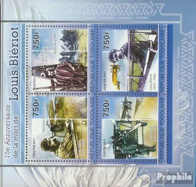 Produktbild von Briefmarken Togo 2011 Mi 3929-3932 Kleinbogen (kompl. Ausgabe) postfrisch 75. Todestag von Louis Bleriot