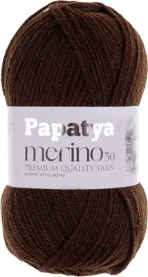 Papatya Merino50 Winterwolle 100g Strickgarn 50% Wolle Oeko-Tex Häkelgarn Farbwahl schokobraun