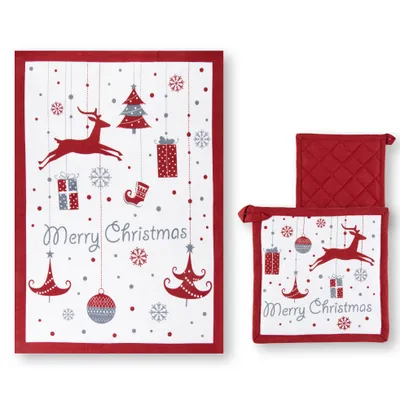 Produktbild von Excelsa Küchentextilien-Set 2-Teilig Merry Christmas Baumwolle Bunt