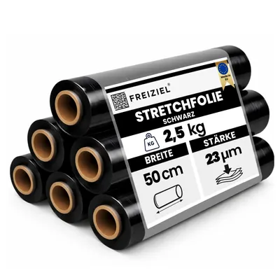Produktbild von 6 x Stretchfolie 50cm 2,5kg 23my schwarz