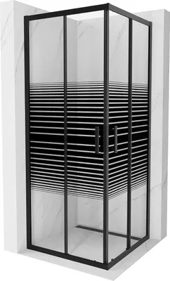 Immagine prodotto di Mexen Rio cabina doccia quadrata 80 x 80 cm, strisce nere, nera - 860-080-080-70-20