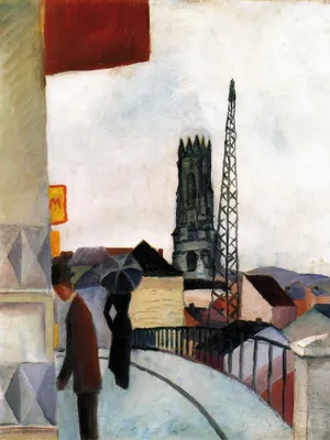 Obrázok produktu pre August Macke Art Print Obraz - Fribourgská katedrála vo Švajčiarsku, 1914 (80 x 60 cm)