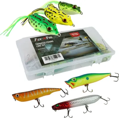 Produktbild von Fish-Xpro Topwater-Köder-Set – Poppers & Frösche – 6 Stück – Köder – Raubfisch