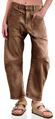 Imagen del producto de Pantalones vaqueros para mujer, corte alto, pernera ancha, corte tobillero