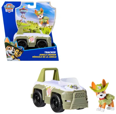 Produktbild von PAW Patrol - Tracker-Figur mit Dschungel-Fahrzeug, stabiles Basis-Fahrzeug (2025), authentisches Spielzeug zur Serie für Kinder ab 3 Jahren, Fahrzeug, 3 Jahr(e), Kunststoff, Grün, Weiß