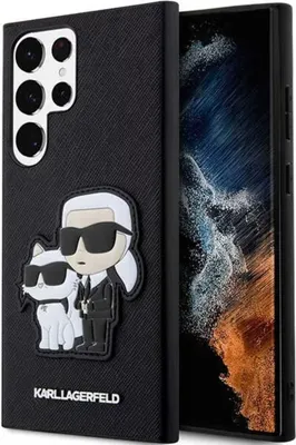 Obrázek produktu pro Ochranný kryt Karl Lagerfeld Saffiano Karl and Choupette Patch pro Galaxy S23 Ultra, Black, Pouzdro, Kryt, Kryt na mobil, Pouzdro na mobil, Futeral