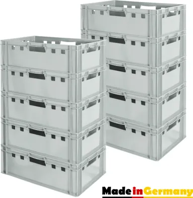 Produktbild von Fleischkiste E2 Fleischkiste Grau Fleischerkiste Fleischkisten Kiste Fleischkiste Eurobox Lebensmittelecht 60 x 40 Metzgerkiste Auswahl Kingpower, Anzahl:10