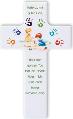 Produktbild von Kinder- Holzkreuz: ""Gott beschütze mich"" weiß