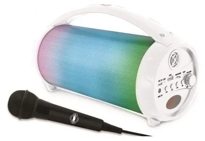 Karaoke-Bluetooth-Lautsprecher, tragbar, weiß, mit Mikrofon