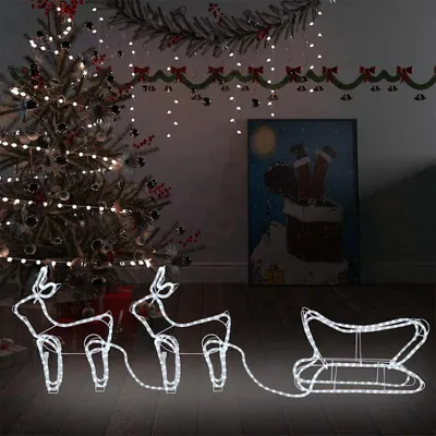 Zdjęcie produktu dla vidaXL Dekoracja świąteczna renifer i sanie zewnętrzne 576 LED