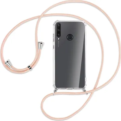 Produktbild von Handykette Backcover-Schutzhülle mit Band (Metall silberfarben) für Huawei Y6p - rose peach