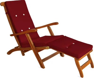 Produktbild von Detex Liegenauflage Rot, 100% Polyester Leinenoptik, 173x43x6 cm, mit Rückhalteband, 8 Knöpfe, 3 Segmente, 5-lagiges Sandwichsystem, Outdoor und Indoor