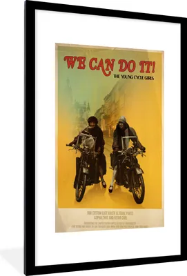Produktbild von MuchoWow® MuchoWow® Gerahmtes Poster Motorrad - Oldtimer - Frauen - Zitat 60x90 cm - Poster mit zchwarzem Bilderrahmen - Dekoration - Wandposter Wohnzimmer - Hochwertig