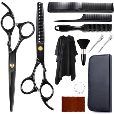 Produktbild von Professionelles Friseursset mit Schere, Kamm und Frisierumhang
