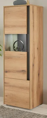Produktbild von Vitrine "Center" in Evoke Eiche und grau Vitrinenschrank 50 x 155 cm