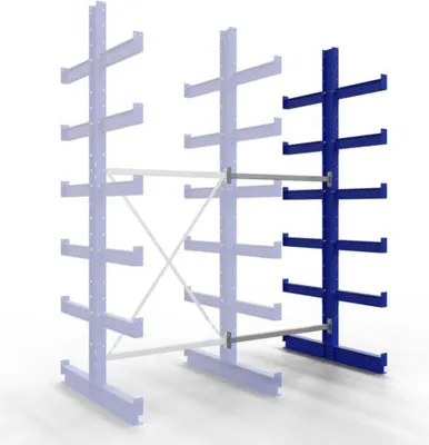 Produktbild von Doppelseitiges Kragarmregal, Schwerlastregal - 2.500 x 1.000 x 1.120 mm (HxBxT) - 500 kg - Anbauregal - KARL