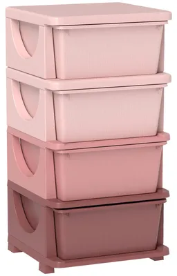 Produktbild von Aufbewahrungsboxen für Kinder, 4 Schubladen, Rosa, 37x37x76 cm, für Kinderzimmer