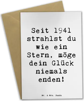 Produktbild von Mr. & Mrs. Panda Glückwunschkarte Spruch 1941 Geburtstag Stern - Weiß - Geschenk, Seit, besondere Geschenke, geboren, Geburtstagsfeier, osterkarten, weihnachtskarten