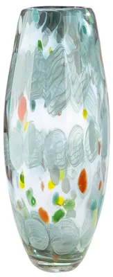 Obrázek produktu pro Gilde, váza "Fuego", sklo, zelená barva, s tečkovaným povrchem, balení 2 kusů, délka 14,5 cm, šířka 14,5 cm, výška 31 cm, kód: 59220 4063387592205