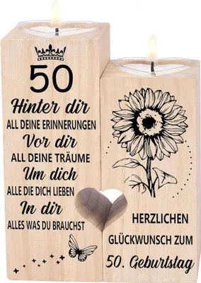 Produktbild von Kerzenhalter Holz 50. Geburtstag Frau Mama Schwester Freundin