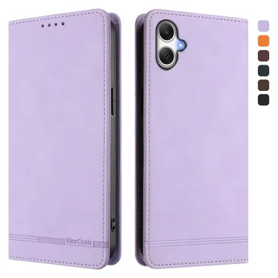 Image de Etui pour Samsung Galaxy A07 4G, étui rétro en cuirPolyuréthaneavec support et fentes pour cartes de crédit Violet