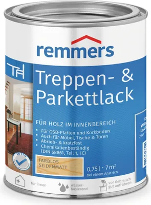 Produktbild von Remmers Treppen- & Parkettlack seidenmatt farblos 0,75 l, Parkett Versiegelung