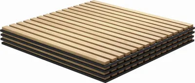 Produktbild von Akustikpaneele 4 Stück 60 x 60 cm 3D Wandpaneele, DIY Akustikplatten, Wandverkleidung für Wohnzimmer, Home Office, Studio, Eiche